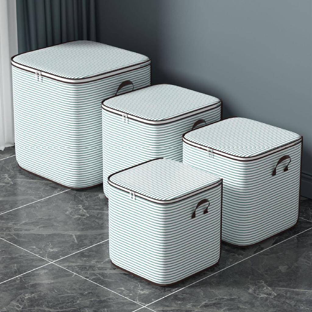 Non-woven Quilt Storage Bag with Lids Zipper Foldable Clothes Quilt Bins Container Large Capacity Dust-proof Bag Organize