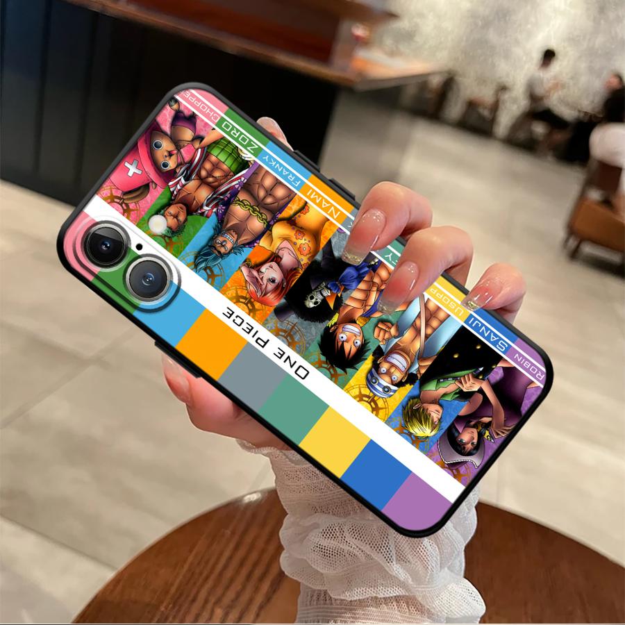 One Piece Luffy Anime Black Soft Phone Cover Case for iPhone XR 7 8 13 12 11 17 Pro Max 15 16 14 Plus XS Max 17Air