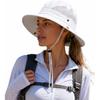 Women's Sun Hat Wide Brim Bucket Hat for Outdoor Breathable Mesh Ponytail Hole Adjustable Foldable UPF 50+ Windproof