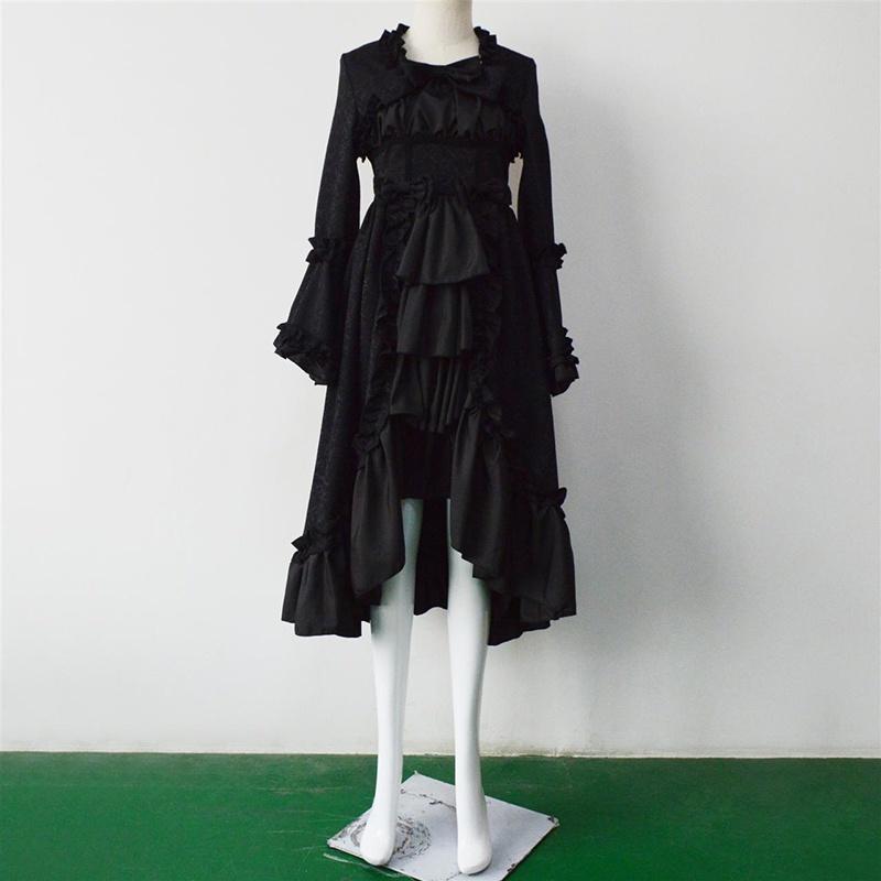 

Gothiced Retro Medieval Court Dress Roya Square Neck Bowknot Women Costume Black,5XL