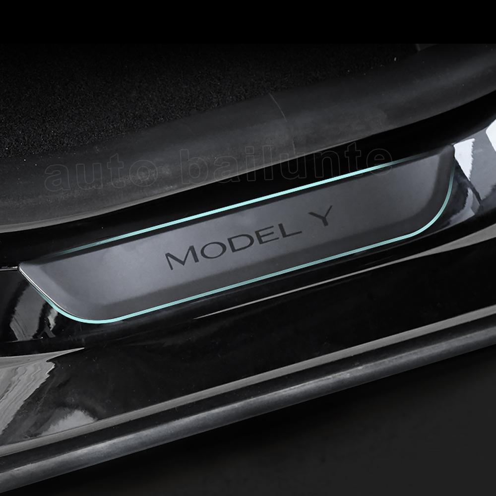 For Tesla Model Y Car Protection Cover Rear Door Sill Anti Kick Plate Interior Decoration Tuning