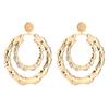 Earrings, Personalized Exaggerated Earrings, Letter Bamboo Earrings, Gold Round Earrings.