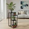 Black Marble Metal Standing Flower Stand for Flowers and Decorative Pots