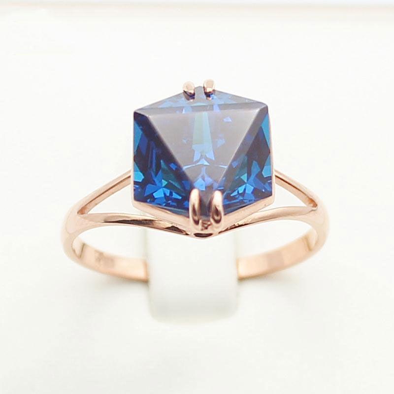 

Russian Purple Gold Women S Bluestone Three-Dimensional Ring Fashion Trendy Temperament High-End Rose Gold Live Ring Women
