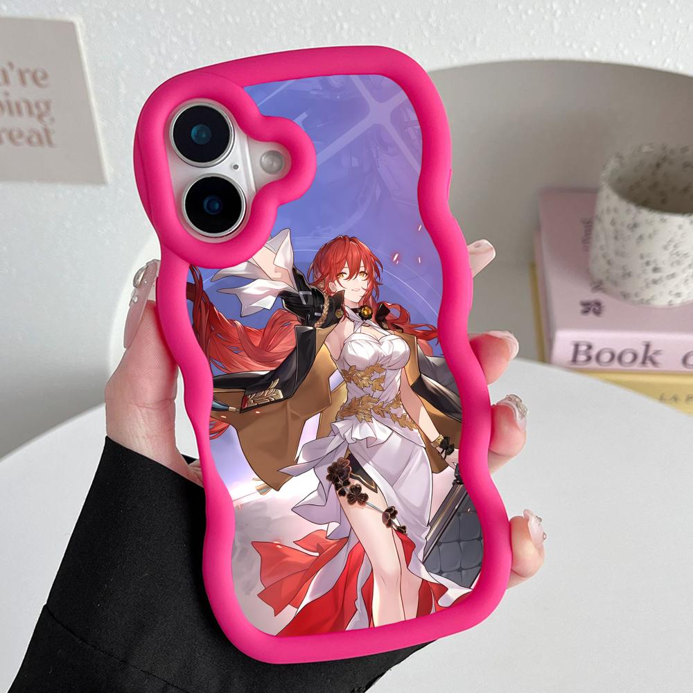 HSR Himeko Wavy Edge TPU Mobile Phone Case for iPhone 17 16 15 14 13 12 11 Air Pro Max Plus Colorful Cover