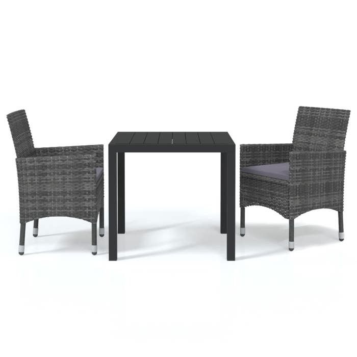 Maison Exclusive - Ensemble à manger de jardin coussins 3pcs Résine tressée Gris