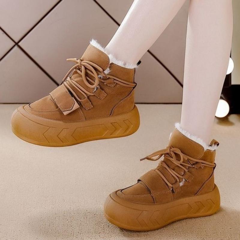 Fashion High-top with Laces Ankle Winter Chunky Round Toe Ladies Shoes Goth Sale 2025 New In High Quality Plush Warm Women's Snow Boots