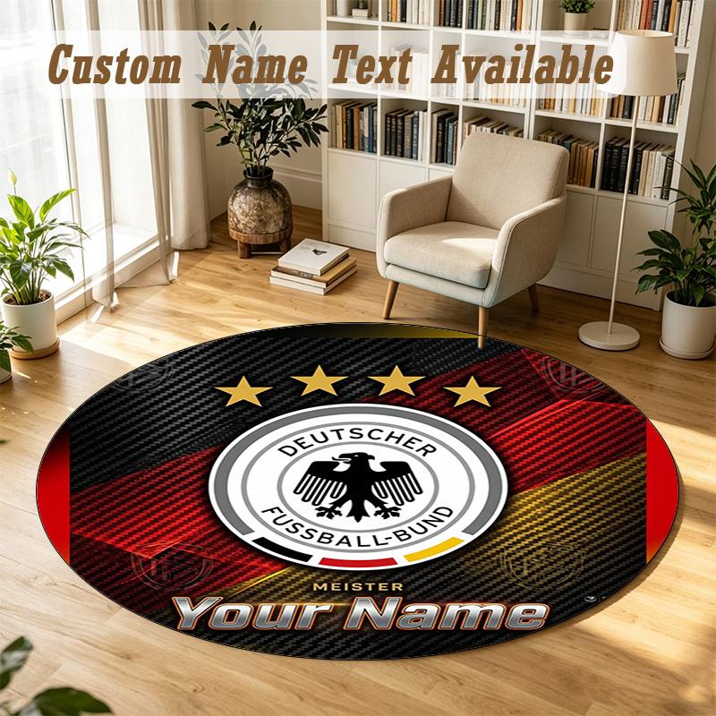 Round Rug Custom NameGermany national football team Pattern Non Slip Carpet Home Floor Decor