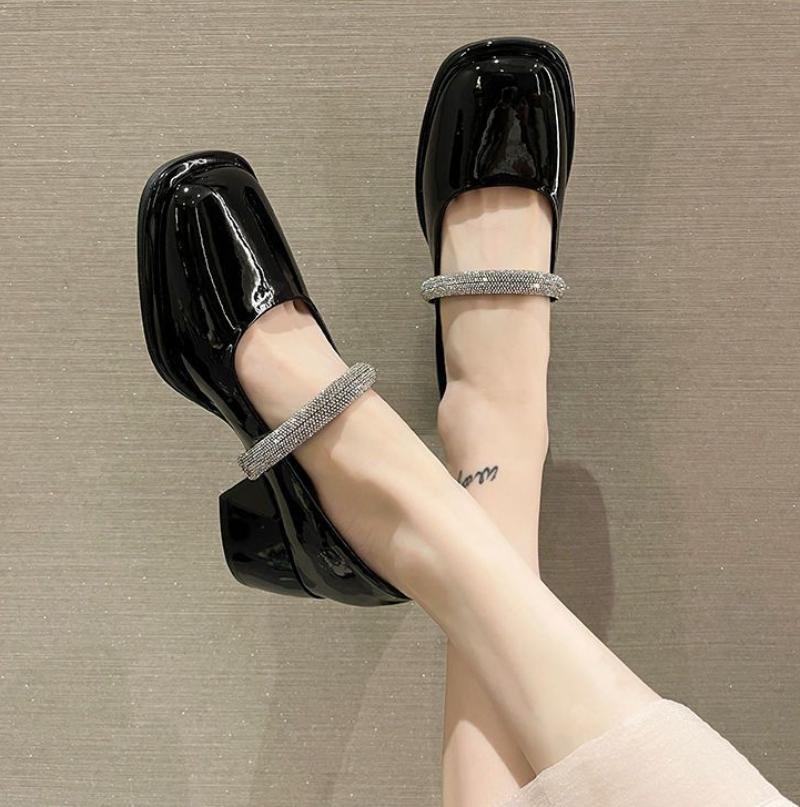 

Fashion Women s Summer Footwear Fashion Leather Casual With Medium Heels Square Toe Shoes For Woman 2024 On Sale Lastest Shoe Non Slip E 35