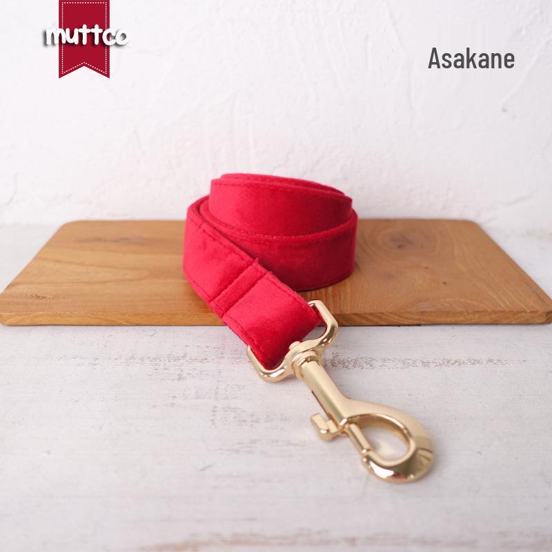 Red Velvet Double Layer Thick Dog Collar and Leash for Walking - UDC-107J XS