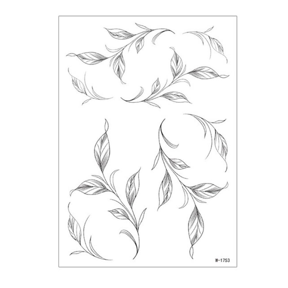 Make Up Black Flower Tattoo Stickers Waterproof Sketch Style Stickers  Neck Shoulder Arm Style 2