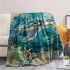 1PC Marine Animals  Print FlAannel Blanket, High Quality Comfortable for All Seasons, Home Decor, Warmth and Comfort