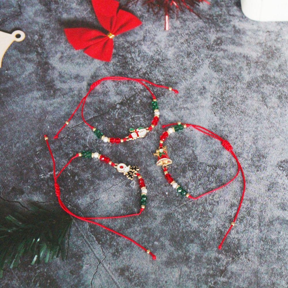 6-Pack Santa Claus Crystal Bead Bracelet Christmas Tree Holiday Parties Christmas Bracelets