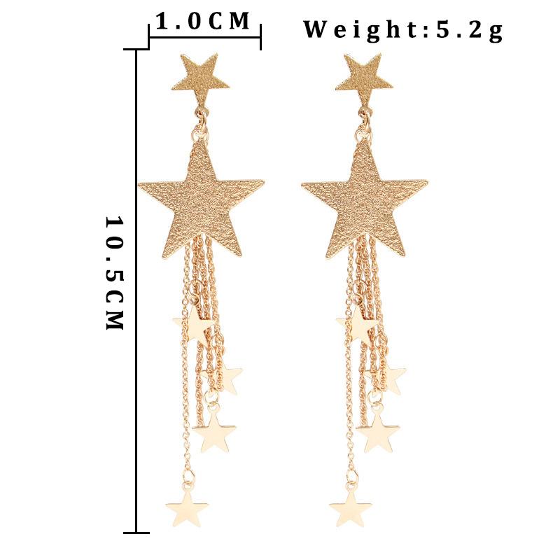 Bohemian Long Tassel Earrings for Women Metal Star Drop Earrings Wedding Party Statement Geometry Earrings Vintage Jewelry Gift