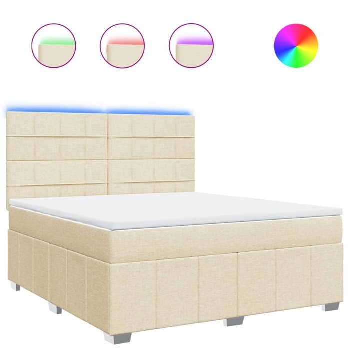 VidaXL Sommier à lattes de lit avec matelas Crème 180x200 cm Tissu, lit, lit à plate-forme, lit à panneaux, meuble de 3294052
