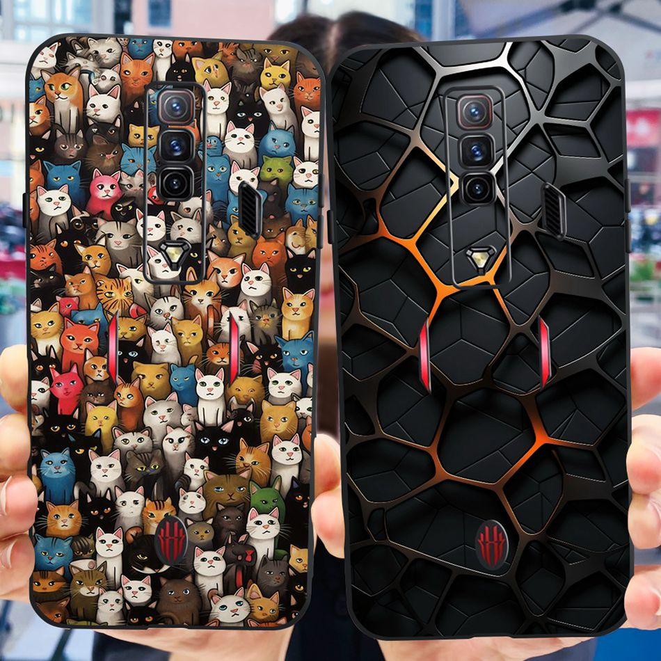 For ZTE Nubia Red Magic 7 7S Pro Case Zte nubia REDMAGIC 7S 7Pro Fashion Cool Pattern Black Silicon Soft Phone Cases