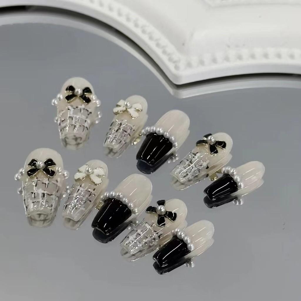 

Бант Ногти Клетчатые Узоры Элегантные Стразы Минималистичный Ручной Работы Наклейка для Ногтей L