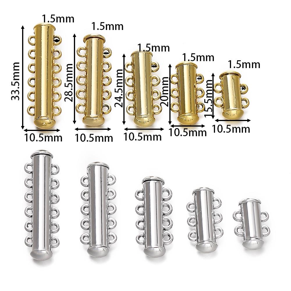 5pcs/Lot 2~6 Strands Alloy Slide Tube Lock Clasps Connector for DIY Multi-Strand Layering Necklace Bracelet Jewelry Making