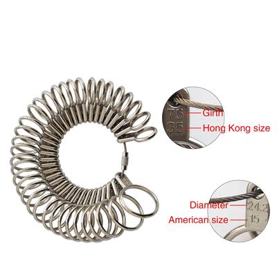 Metall-Ringgrößenmessgerät, Messwerkzeug für Stahl-Fingerringe, Größenmessung, Ringmaß für Hochzeitsschmuck, Vier-Wege-UK/Durchmesser/HK/US