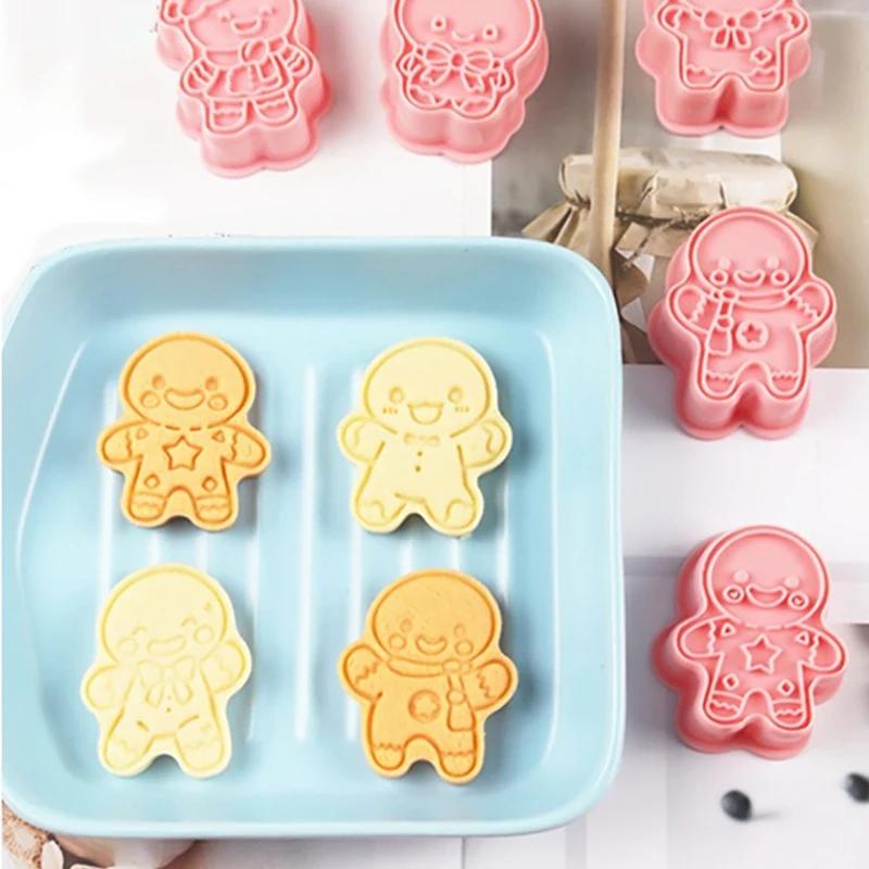 8 Stück/Set Weihnachtsplätzchenausstecher Lebkuchenmann Keksform Neujahrsparty Fondant Backdekorationswerkzeug DIY Kuchen Dekoration