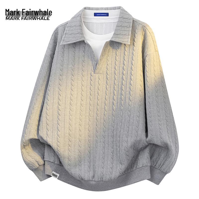 Mark Hua Fei Men's Faux Two-Piece Long Sleeve Sweatshirt