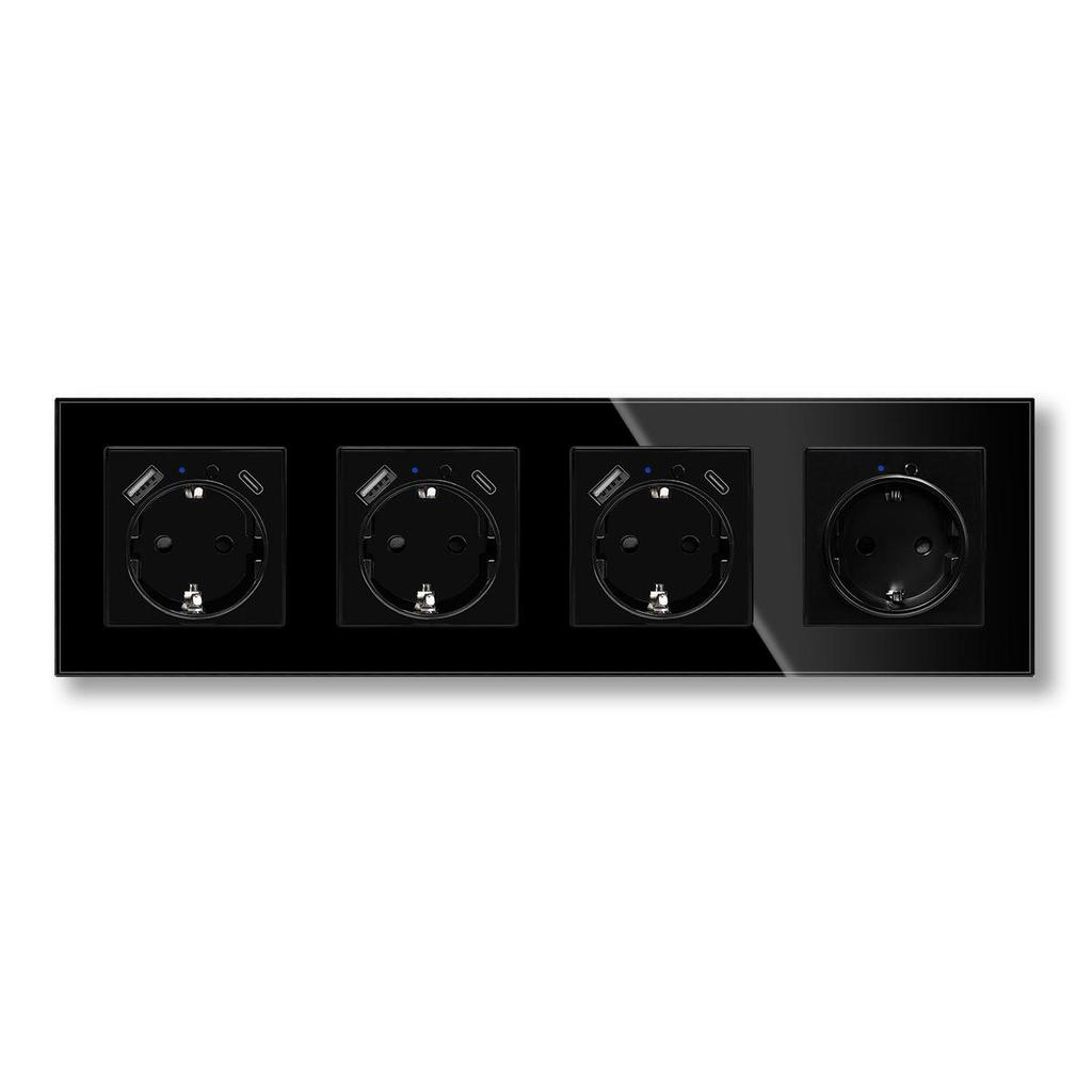 Model 153 Smart WiFi Wall Socket with Tempered Glass Panel - Alice Voice App Compatible