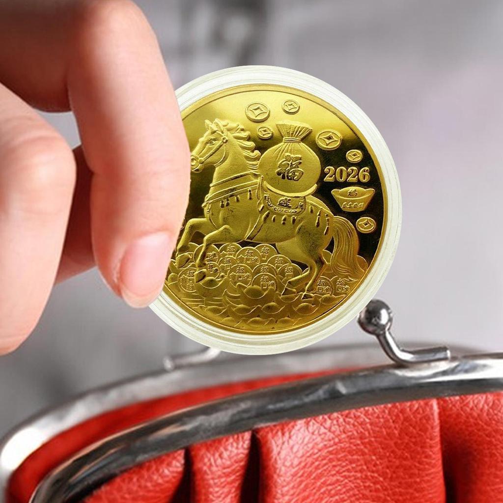 Chinese New Year Horse Coin Collectible Coin Collection Souvenir Year of the Horse Collector Art Display Decor for Collecting