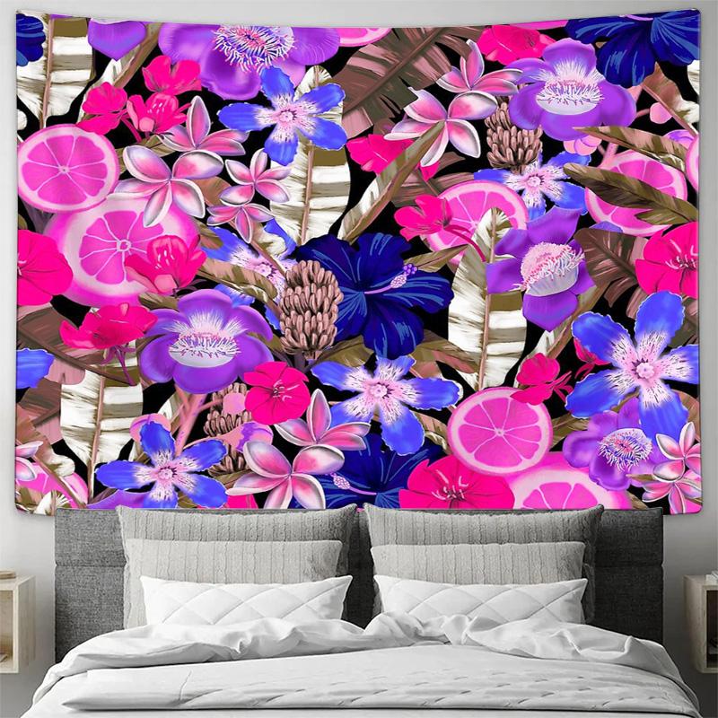 Blumen-Wandteppich Natur Botanische Blume Wandkunst Heimdekoration Zimmer Ästhetische Atmosphäre Tropische Pflanzen Wandverkleidung Schlafzimmer