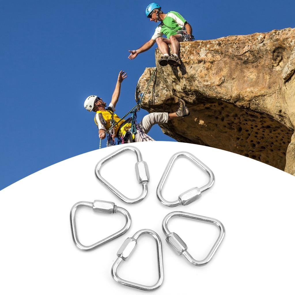 5pcs   Locking Carabiner Stainless Steel Portable Easy to Carry Carabiner for Camping Hiking