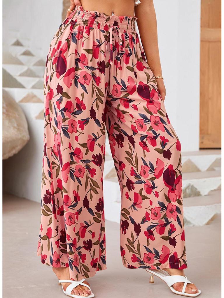 European & American Style Women's Printed Wide-Leg Casual Pants