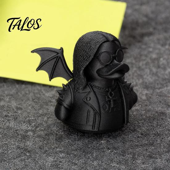 Desktop Duck Decoration 3D Printed Rock Figurine Ornament, Dark Style Stable Base Statue Sculpture, Artistic Gothic Animal for Halloween Home