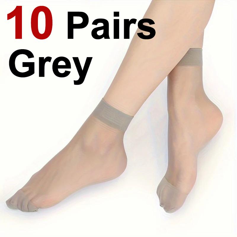 10 Pairs Women Transparent Thin Silk Stockings Summer Breathable Soft Comfortable Black Skin Tone Wear-Resistant Casual Socks