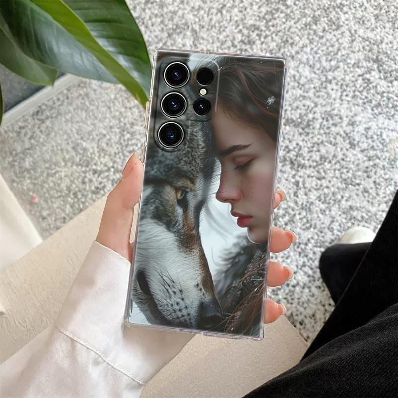

Прозрачный чехол Волк Лев Кот для Samsung Galaxy S26 S25 S24 S23 Ultra S20 S21 FE S22 Plus S26 Ultra S25FE 5G Мягкий чехол для телефона Galaxy S20