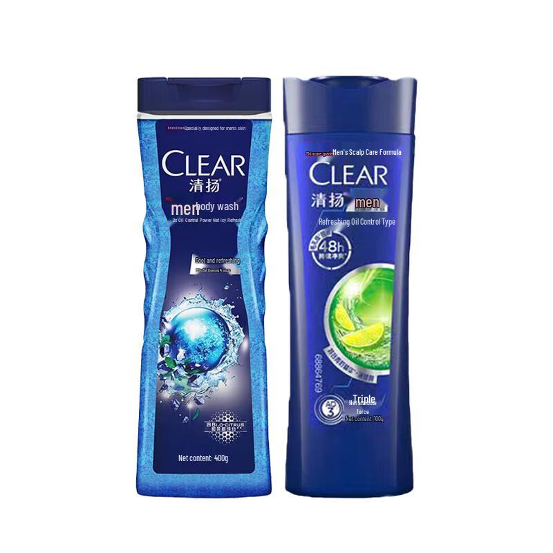 Clear Men's Ice Cool Refreshing Shower Gel & Anti-Dandruff Shampoo Set