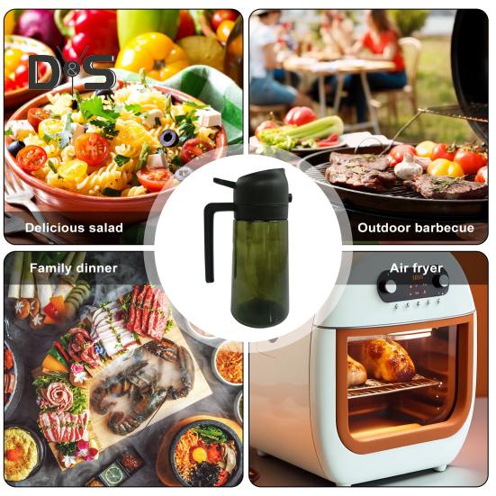 Ölsprüher zum Kochen, 470 ml Olivenölspender und -sprüher aus Glas, effiziente Ölkontrolle, multifunktionales Küchenwerkzeug für Heißluftfritteuse, Grillsalat