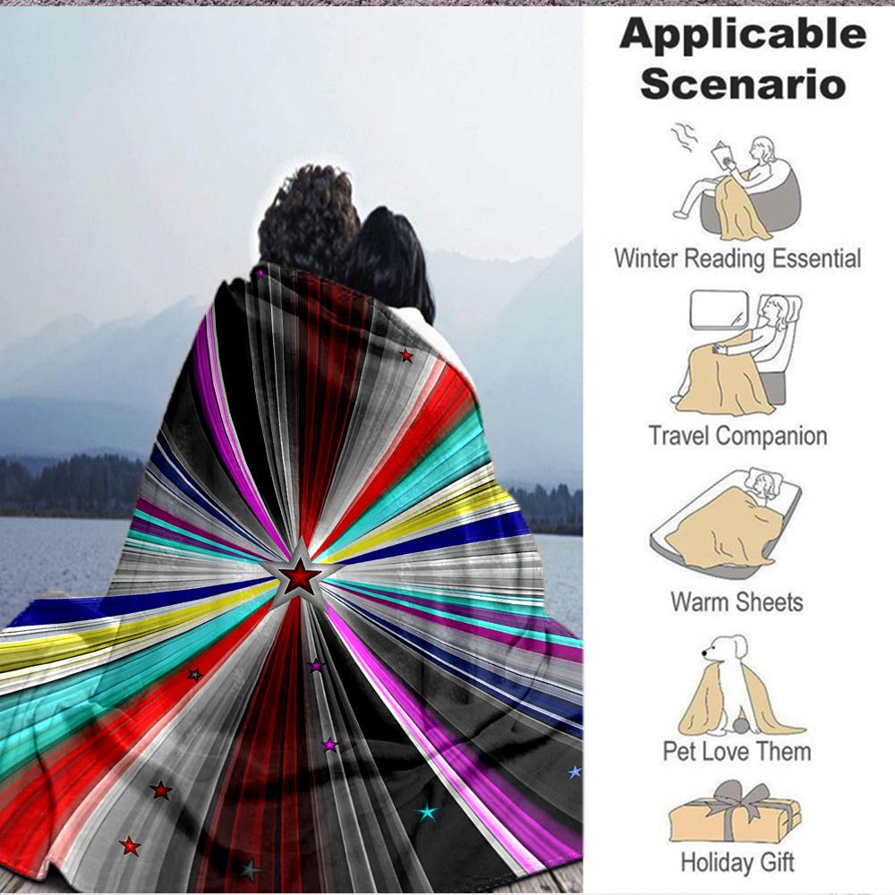 1pc Starburst Spectrum Blanket, Lightweight Flannel Throw Blanket for Sofa, Bed, Travel, Camping, Living Room, Office, Couch, Chair, and Bed