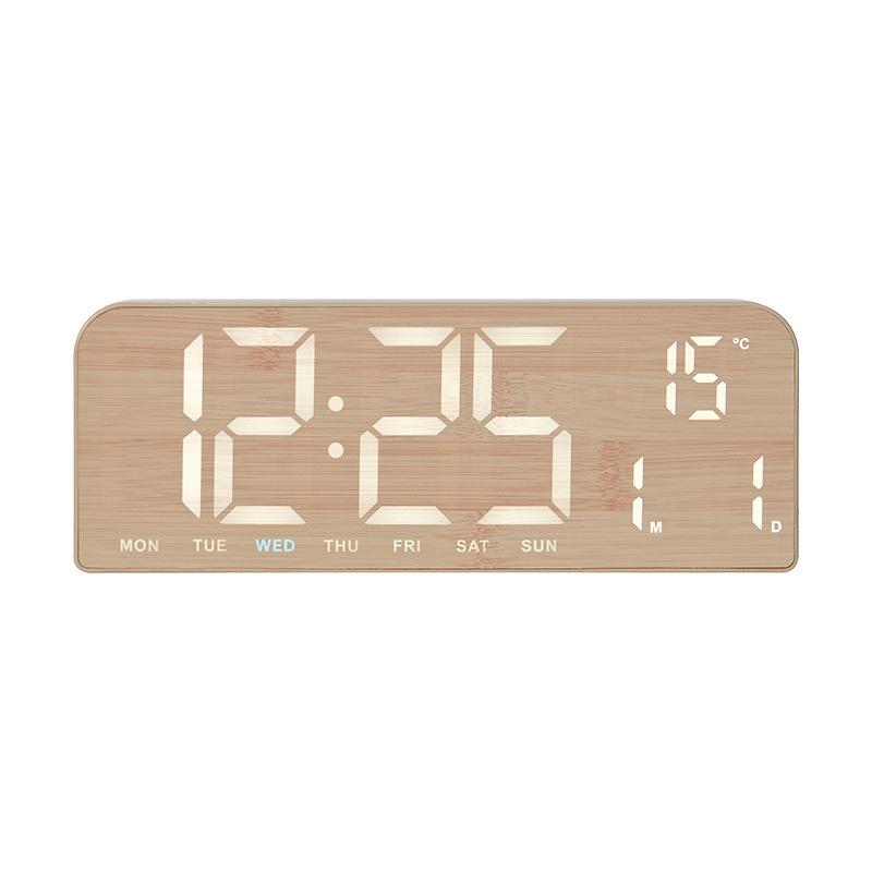 Large LED Alarm Clock with Wood Grain Design