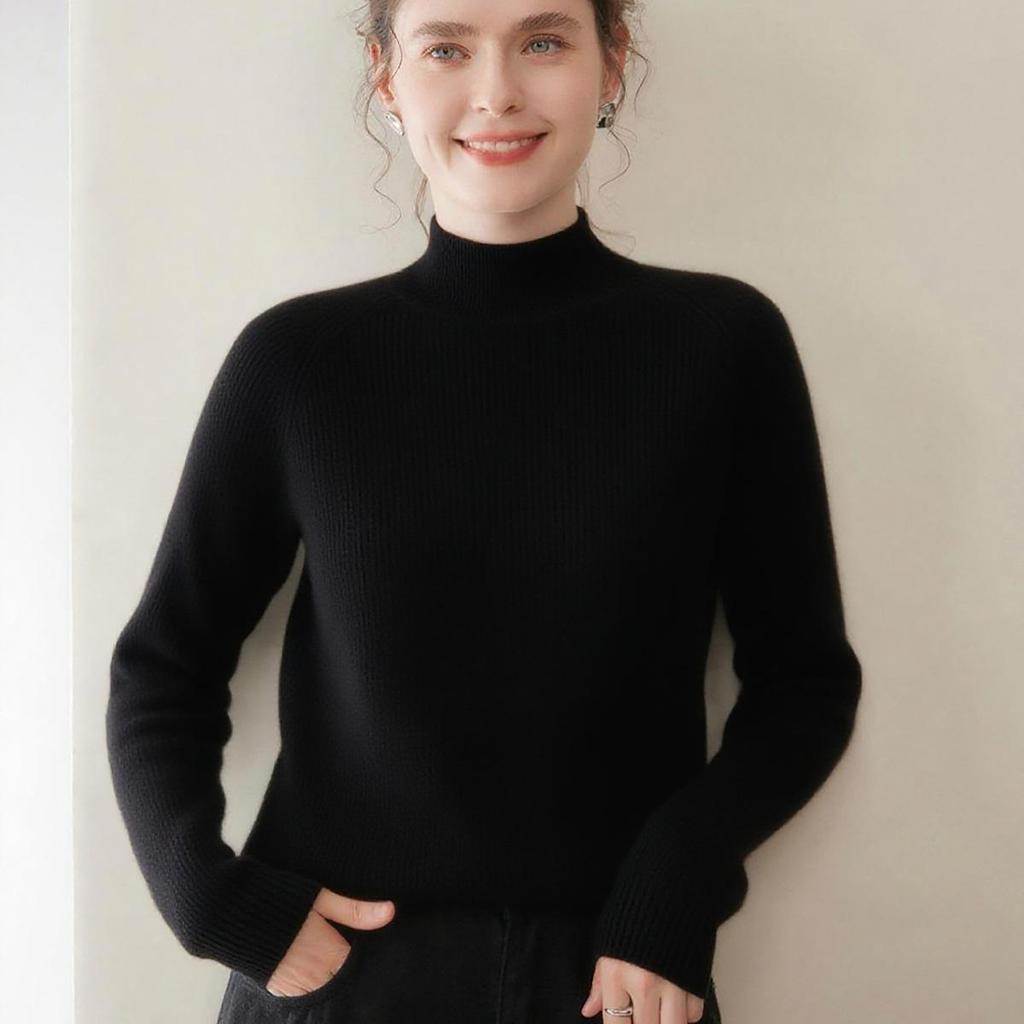 Autumn Winter Twelve-Needle Ribbed Cashmere Sweater Women's Warm Fashion Pullover