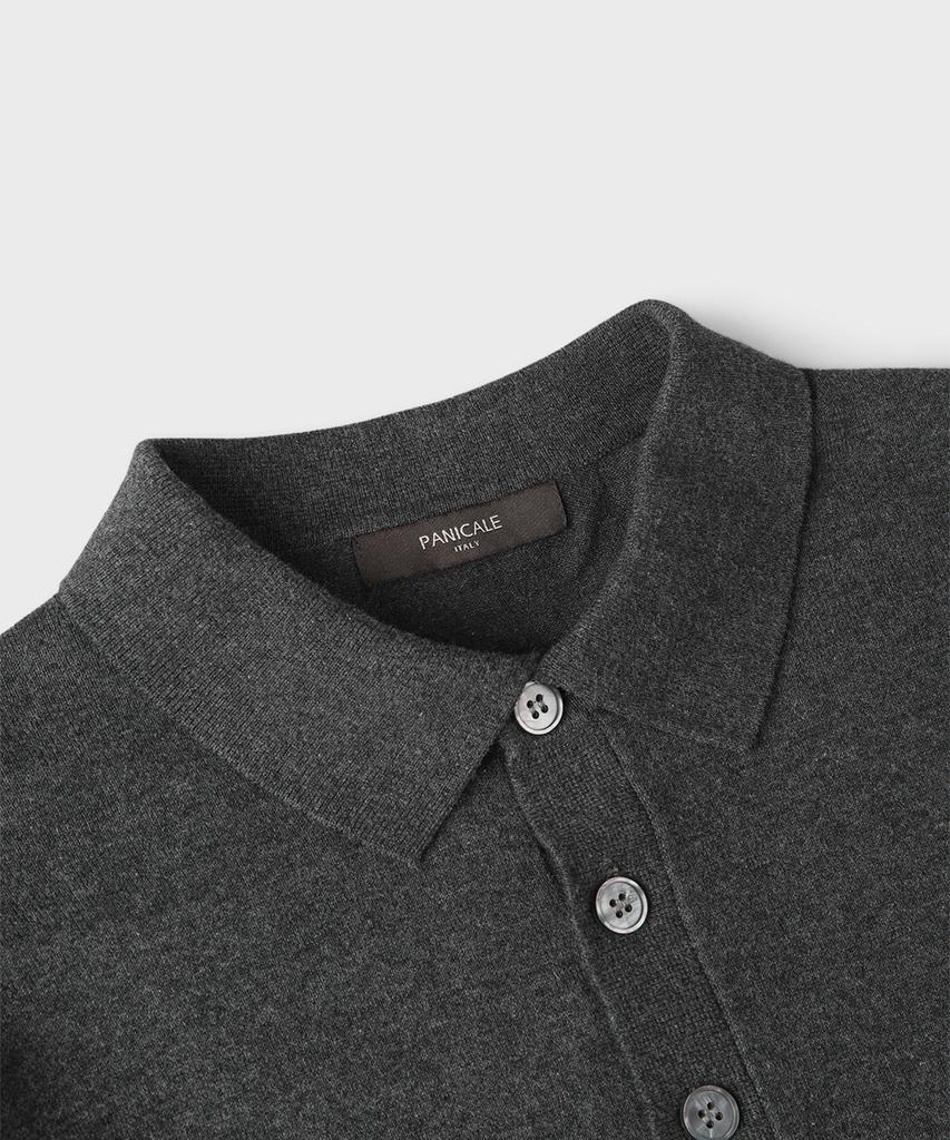 PANICALE Dark Gray Cotton Collared Knit