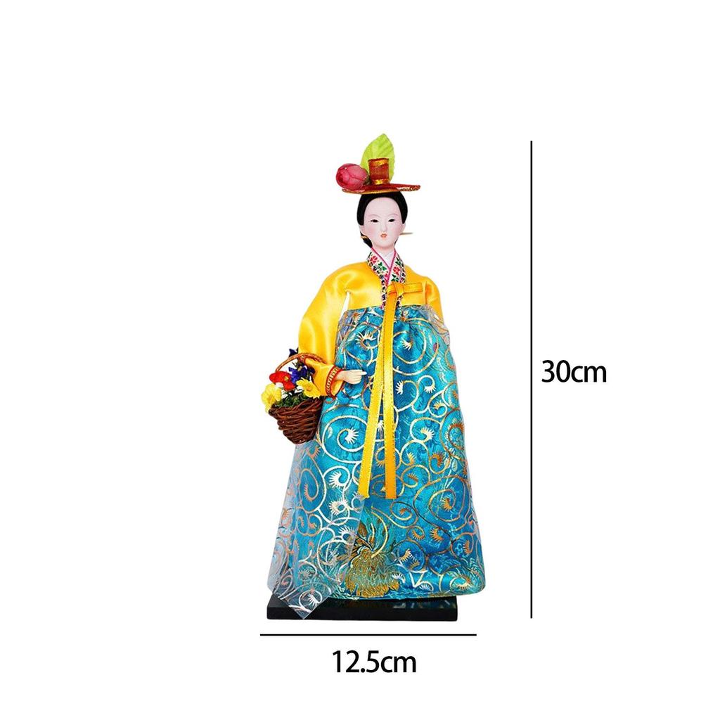 Korean Geisha Figurine Korean Hanbok Geisha Doll Miniature 12 Inch Oriental Doll for Tabletop Home Office Decoration Kids Gift