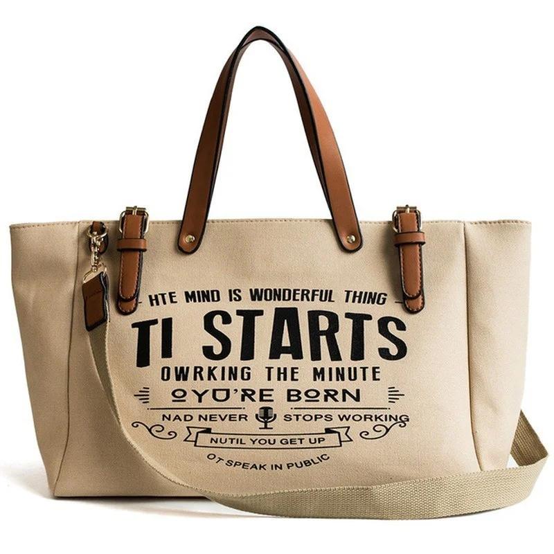 New Korean Edition INS High Capacity Canvas Tote Bag Casual Student One Shoulder Crossbody Handbag