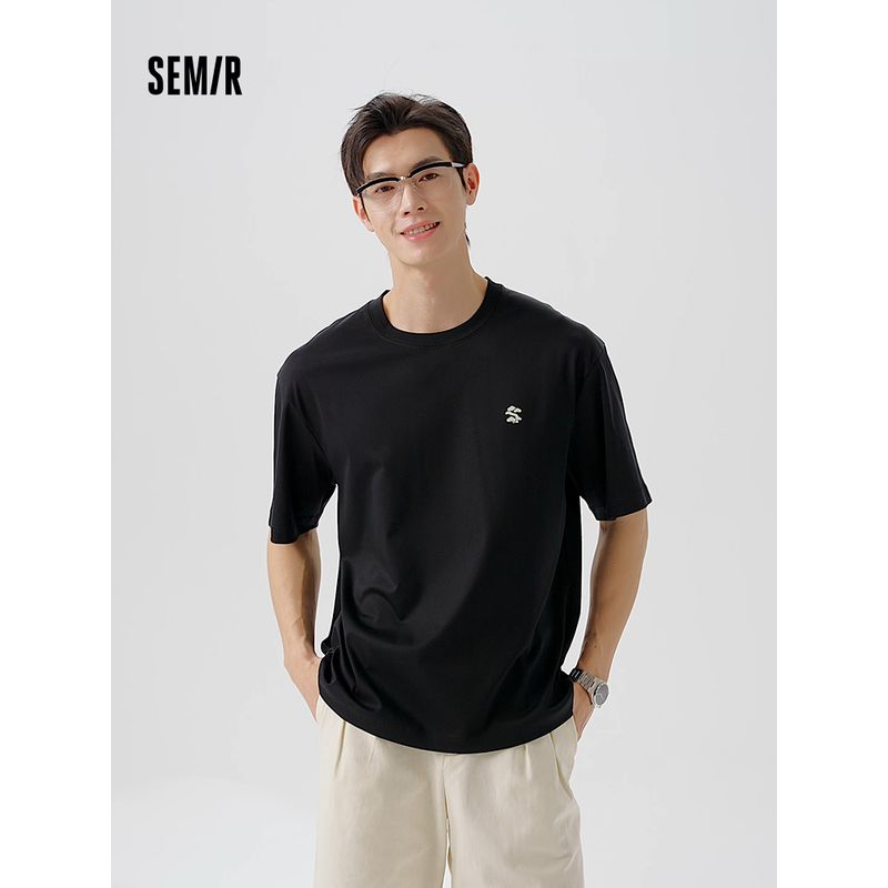 

Mori Cotton | Футболка с коротким рукавом Senma Мужская 2025 Лето Новое поступление Тип защиты жидким азотом Принт Вязаный топ Легче всего сочетать Белая футболка Mori Soft Cotton White 10113 160/80A/XS