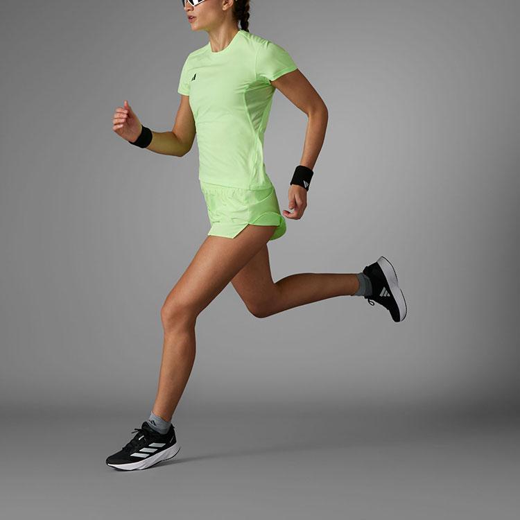 Adidas Adizero Essentials Solid Print Logo Mid-Rise Side Slit Casual Shorts Women Shorts IN8710