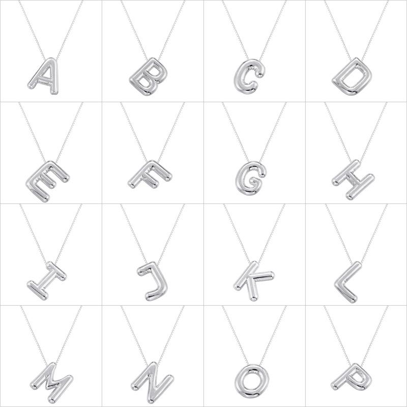 

Блестящее ожерелье с буквой-шаром, простая пухлая цепочка на ключицу с 26 английскими буквами Vl517 Z белого золота