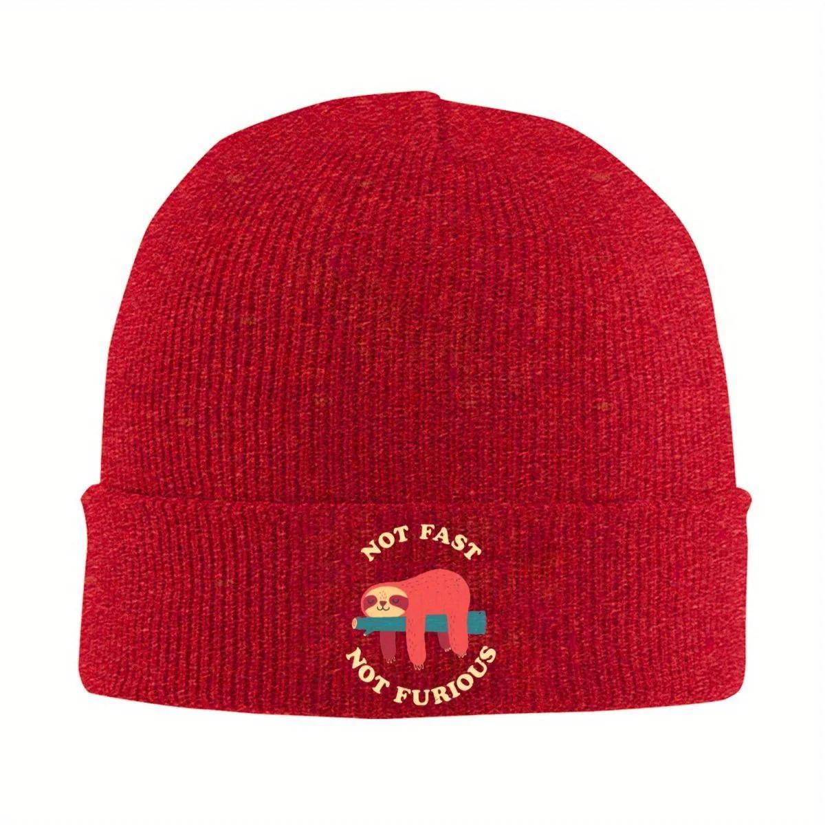 Not Fast Not Furious Cartoons Knitted Caps Womens Unisexs Skullies Beanies Winter Hat Sleeping Sloth Warm Melon Cap