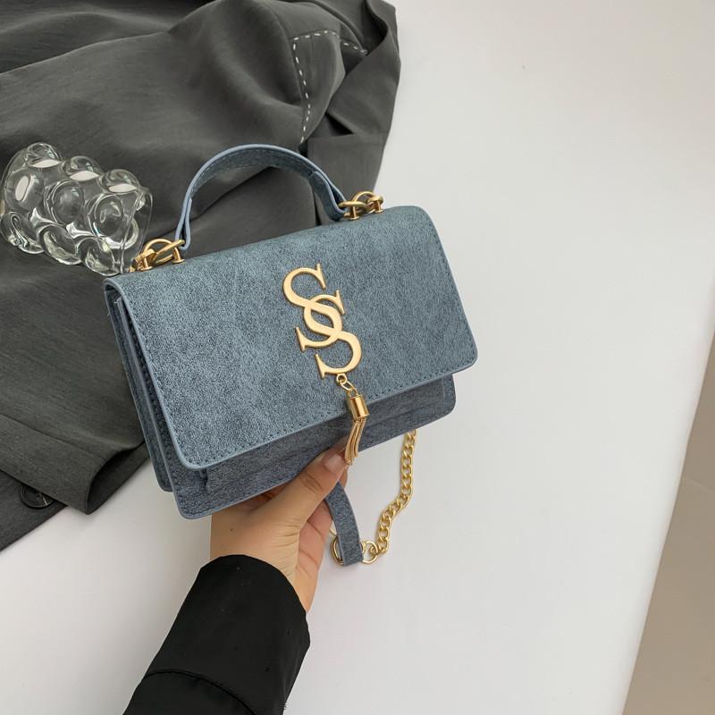 Stylish Blue Green Gray Retro Chic Trendy Sling Crossbody Small Square Bag For Women