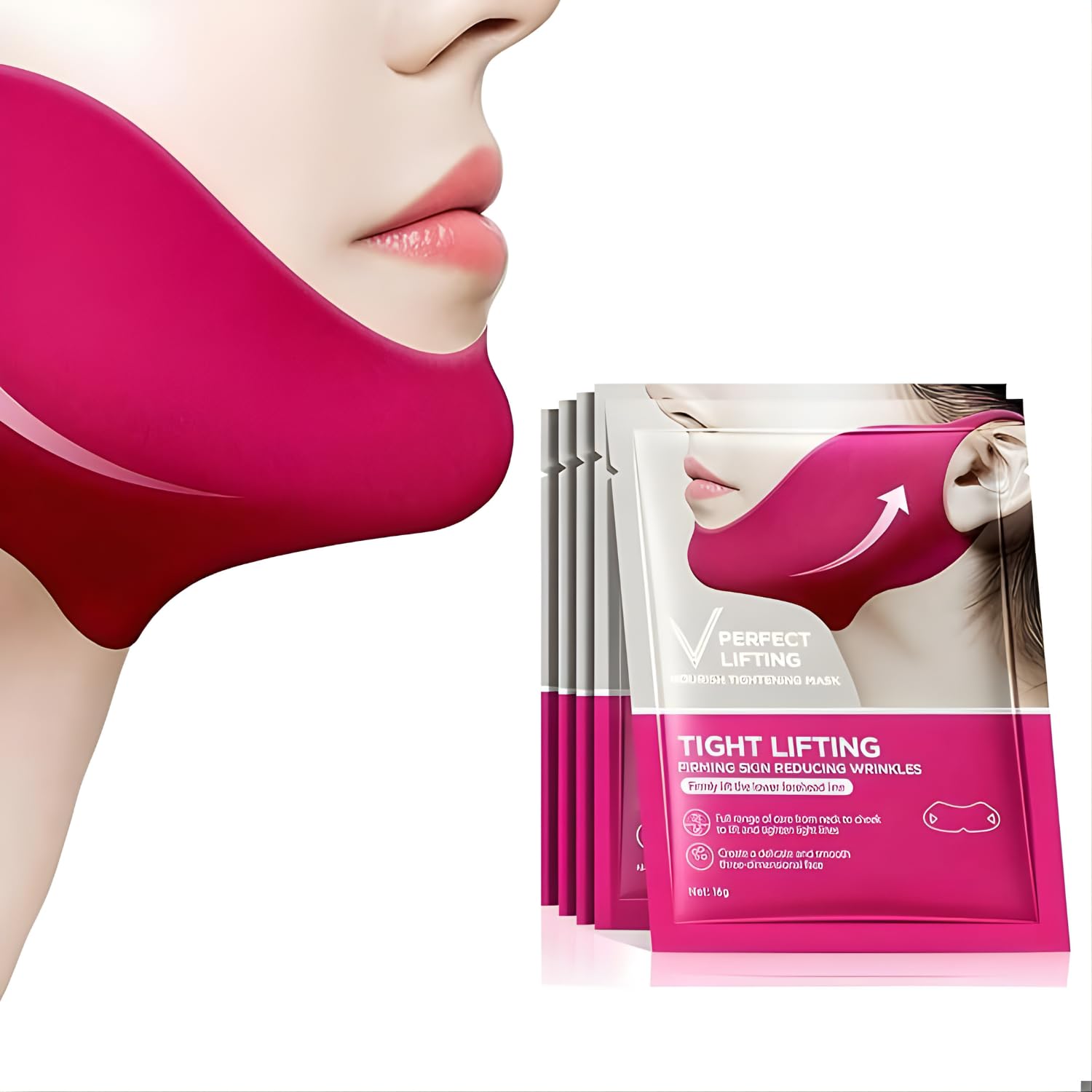 Deep Collagen V Lifting Gel Mask | Double-chin Mask | Instant Cooling & Depuffing | Face Toning Belt | Jawline Shaper Face Lift | Collagen V-line |