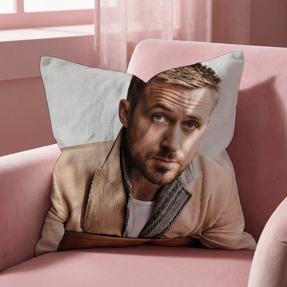 R-Ryan Gosling Face Cushion Cover Multi-Scene Pillow Cover for Home & Car - Reversible, Soft & Durable for Daily Use