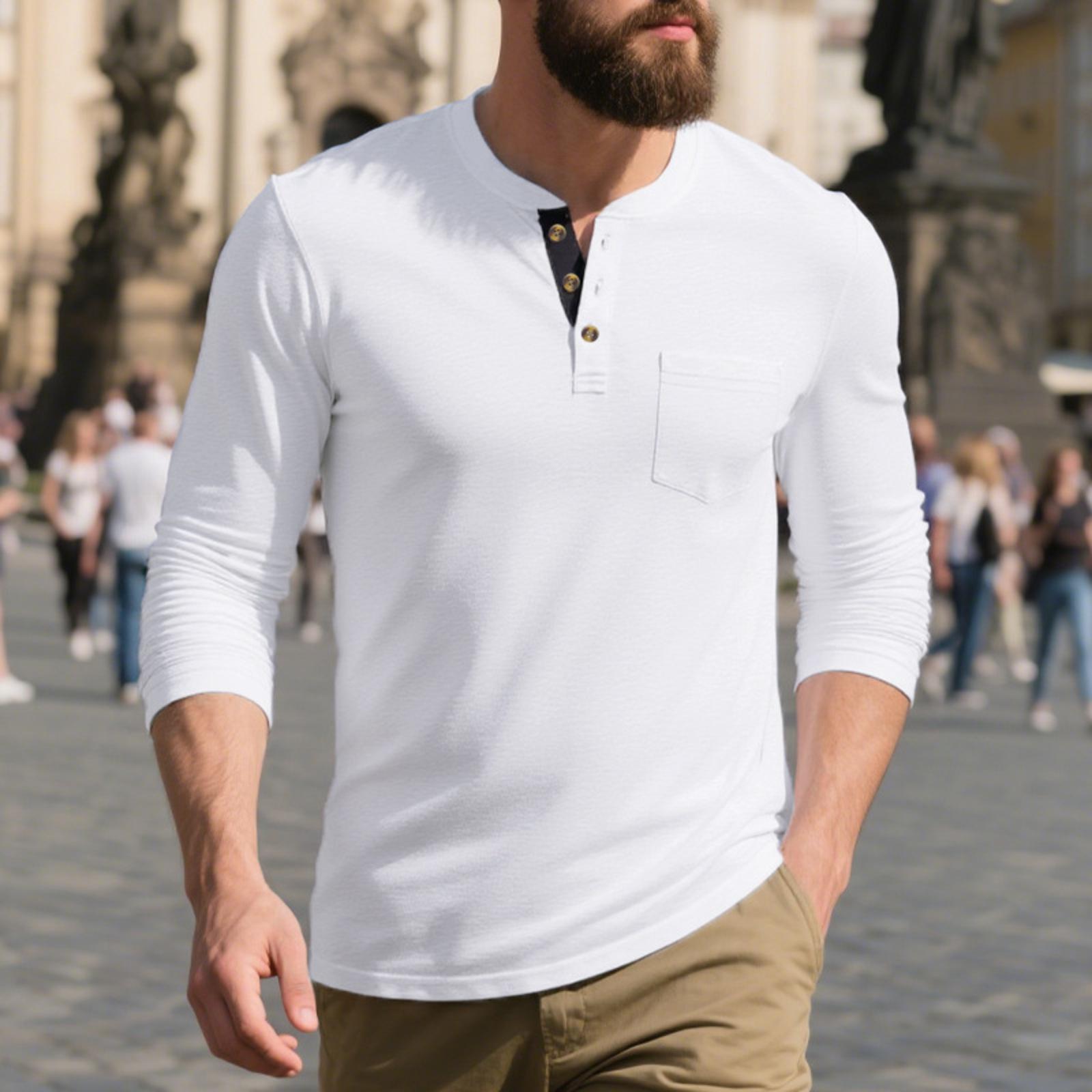 

Men s Long-Sleeve Neck T-Shirt Base Layer Top XXL белый