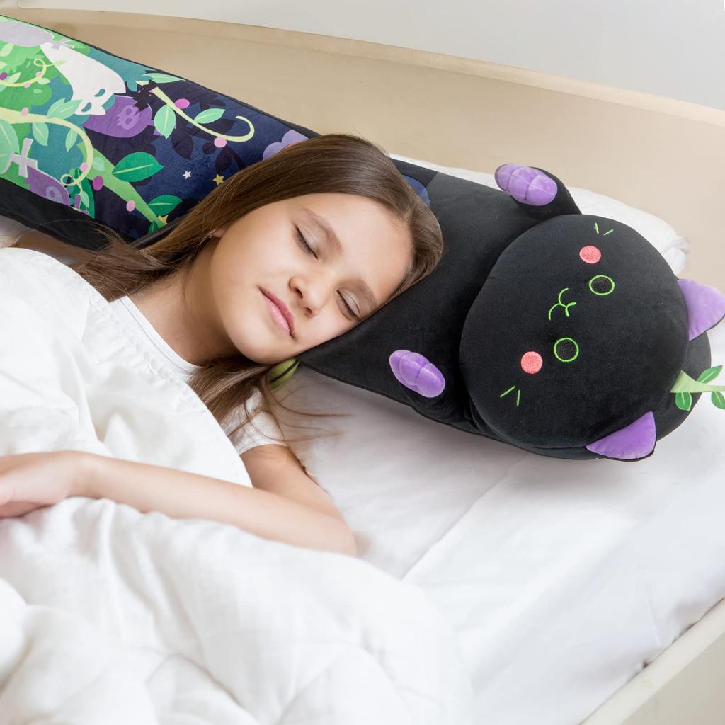 Long Cat Plush 5 Sizes, 120% Extra Filling Giant Plushness Kids Body Pillow, Kawaii Cute Black Cat Stuffed Animals Plushies,Gift for Girls 20”/50cm